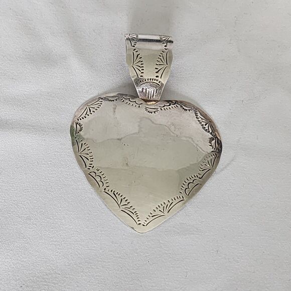 Vintage Taxco Mexico 925 Sterling Silver Heart Pendant Large 3.5" TL-83 24g - Picture 11 of 11